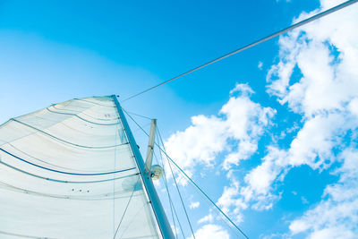 Low angle view of sailboat against sky