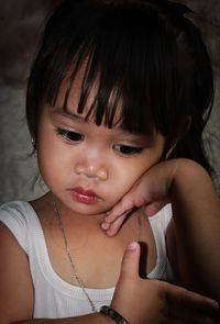 Close-up of girl at home