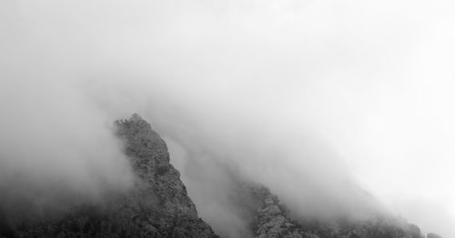 The tramuntana mountains in dense fog
