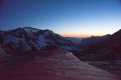 Scenic view of mountains against clear sky