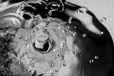 Close-up of drop splashing in water