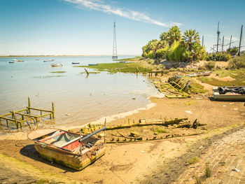 Scenic view of beach against sky