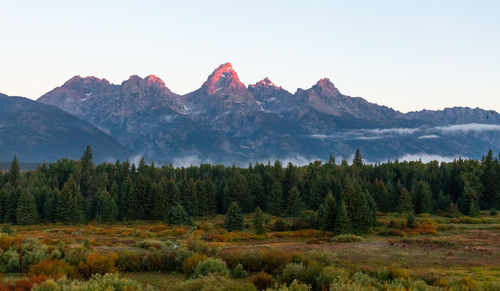 Scenic view of mountains against clear sky