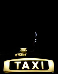 Text on black at night