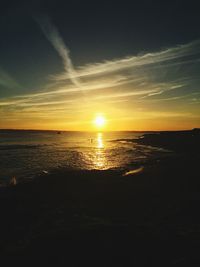 Scenic view of sea against sky at sunset