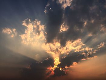 Low angle view of sky at sunset