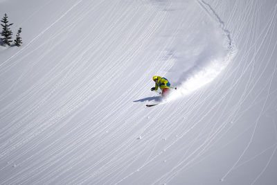 View of person skiing on snow