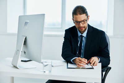 Man working on table