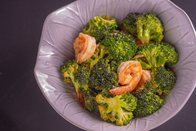 High angle view of vegetables in plate