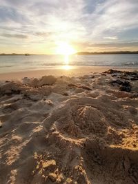 Scenic view of sea against sky during sunset