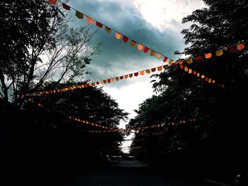 Low angle view of silhouette trees against sky