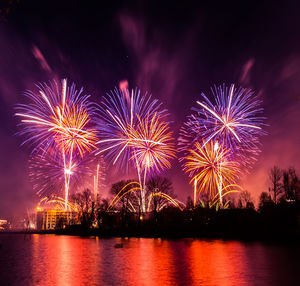 A beautiful, colorful fireworks during the independence day celebration in riga, latvia