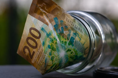 Close-up of paper currencies