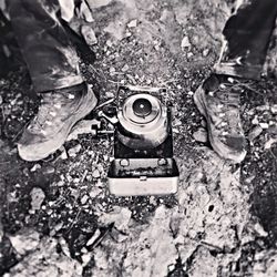 Pair of shoes on tiled floor
