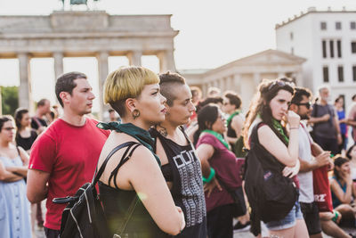 Group of people in front of building
