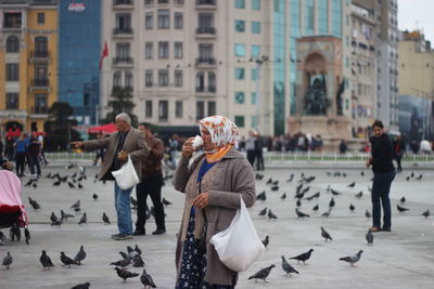 People at town square