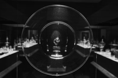 Close-up of glass machine at restaurant