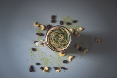 High angle view of food on table