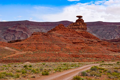 Scenic view of rock formations on landscape against sky