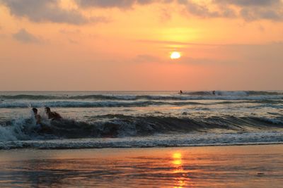 Scenic view of sea against sky during sunset