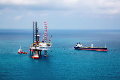 Oil platform in the sea from aerial