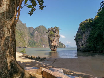 Scenic view of sea against clear sky