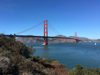 View of suspension bridge against sky