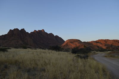 Scenic view of mountains against clear sky