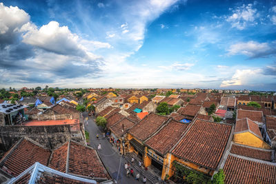 Hoi an ancient town viewed from above. famous unesco heritage site in vietnam