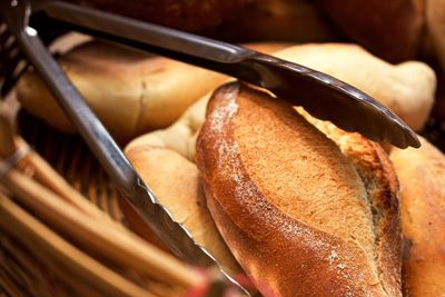 High angle view of bread in container