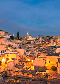 High angle view of buildings in city