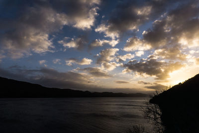 Scenic view of sea against dramatic sky