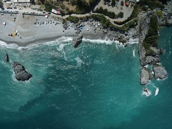 High angle view of rocks in swimming pool