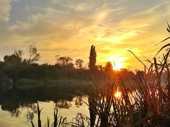 Scenic view of sunset over landscape