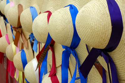 Full frame shot of multi colored umbrellas hanging