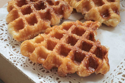 High angle view of dessert in plate