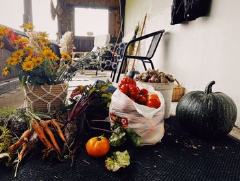 High angle view of food on table