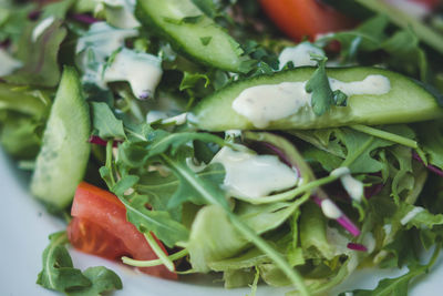 Close-up of chopped fruit salad