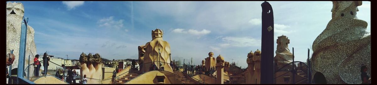 Low angle view of statue against cloudy sky