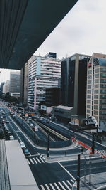 High angle view of traffic on city street