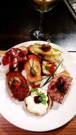 Close-up of food in plate on table