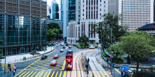 Panoramic view of city street