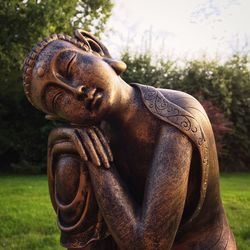 Close-up of statue in park