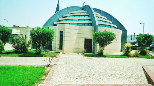 View of modern building against clear sky