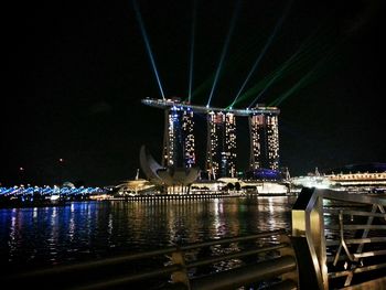 View of illuminated buildings at night