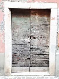 Closed door of old building