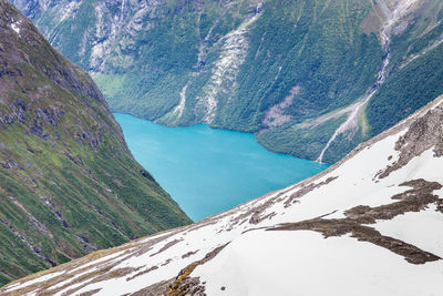 High angle view of fjord