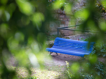 Empty bench in park