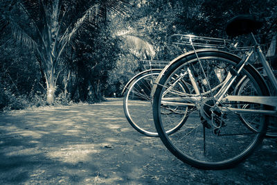 Bicycle parked on street