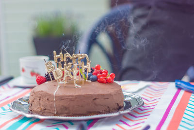 Close-up of cake on table